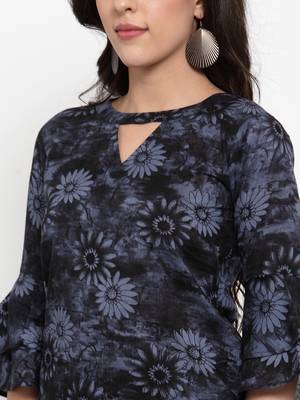 Indibelle Black printed cotton cotton-tops 5