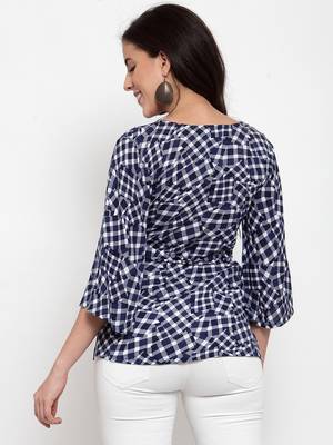 Blue printed viscose rayon cotton-tops 2