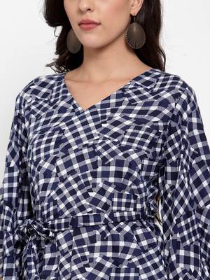 Blue printed viscose rayon cotton-tops 5