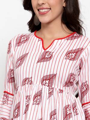 Indibelle White printed viscose rayon cotton-tops 5