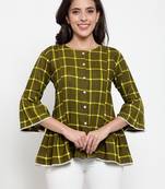 Indibelle Green printed viscose rayon cotton-tops