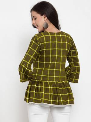 Indibelle Green printed viscose rayon cotton-tops 2