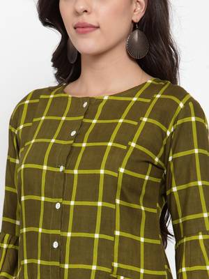Indibelle Green printed viscose rayon cotton-tops 5
