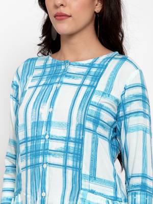 Indibelle Sky-blue printed viscose rayon cotton-tops 5