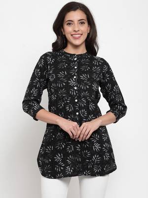 Black printed cotton cotton-tops 1