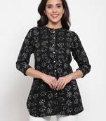 Indibelle Black printed cotton cotton-tops