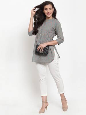 Indibelle Grey printed cotton cotton-tops 4