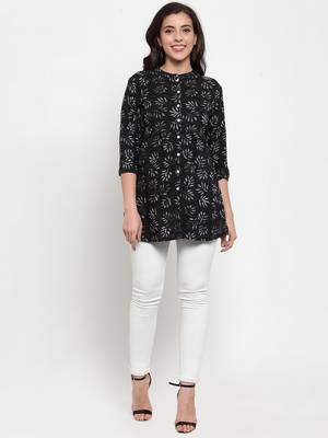 Black printed cotton cotton-tops 4