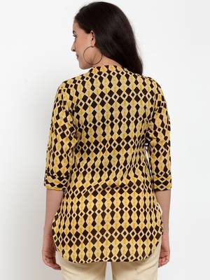 Beige printed cotton cotton-tops 2