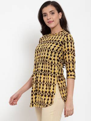 Beige printed cotton cotton-tops 3