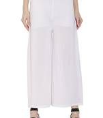 White plain viscose palazzo-pants
