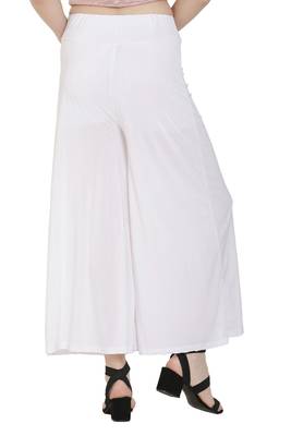 White plain viscose palazzo-pants 4