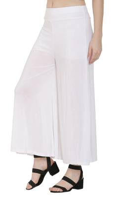 White plain viscose palazzo-pants 5