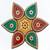 Yellow, Green, Red colour  Wood and Stone art Curve Hexagon and Leaf Shape Rangoli