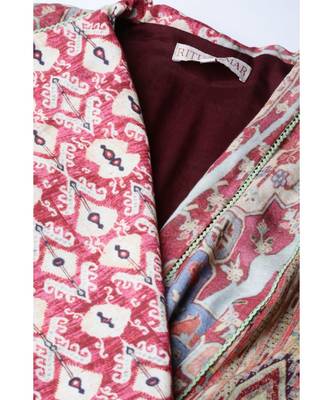 Ritu Kumar Beige Full Sleeve Long Printed Wrap Kurta 5