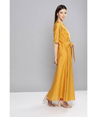 Ritu Kumar Yellow Half Sleeve Solid Long Kurta 2