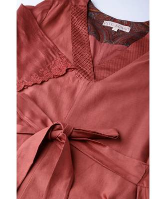Ritu Kumar Brown Half Sleeve Solid Long Kurta 5