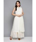 Ritu Kumar Off White Sleeveless Long Solid Kurta With Skirt And Dupatta