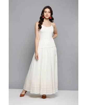Ritu Kumar Off White Sleeveless Long Solid Kurta With Skirt And Dupatta 6