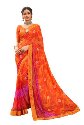 Party wear attractive Look Bandhani  Lace Border  work saree 1
