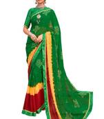 Party wear attractive Look Bandhej Lace Border  work saree