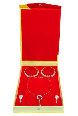 atorakushon Satin gold 2 pc Jewellery Box Necklace Pouches Earrings full Set Box for Travelling Organizer Women And Girl 2