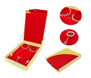 atorakushon Satin gold 2 pc Jewellery Box Necklace Pouches Earrings full Set Box for Travelling Organizer Women And Girl 3