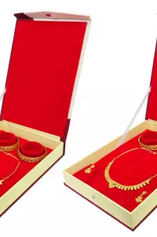 atorakushon Satin cream 2pc Jewellery Box Necklace Pouches Earrings full Set Box for Travelling Organizer Women And Girl