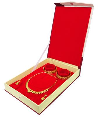 atorakushon Satin cream 2pc Jewellery Box Necklace Pouches Earrings full Set Box for Travelling Organizer Women And Girl 4