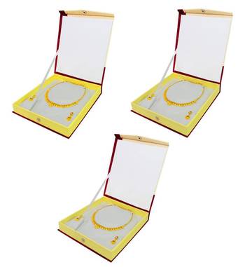 atorakushon Satin Cream 3pc Jewellery Box Necklace Pouches Earrings Half Set Box for Travelling Organizer Women And Girl 1