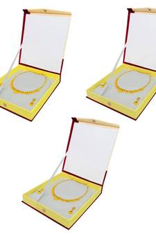 atorakushon Satin Cream 3pc Jewellery Box Necklace Pouches Earrings Half Set Box for Travelling Organizer Women And Girl