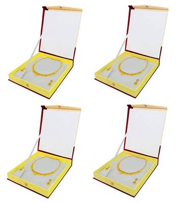 atorakushon Satin Cream 4pc Jewellery Box Necklace Pouches Earrings Half Set Box for Travelling Organizer Women And Girl 1