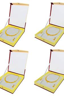 atorakushon Satin Cream 4pc Jewellery Box Necklace Pouches Earrings Half Set Box for Travelling Organizer Women And Girl