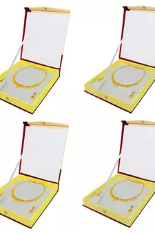 atorakushon Satin Cream 4pc Jewellery Box Necklace Pouches Earrings Half Set Box for Travelling Organizer Women And Girl