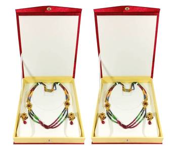 atorakushon Satin Maroon2pc Jewellery Box Necklace Pouches Earrings Half Set Box for Travelling Organizer Women And Girl 1