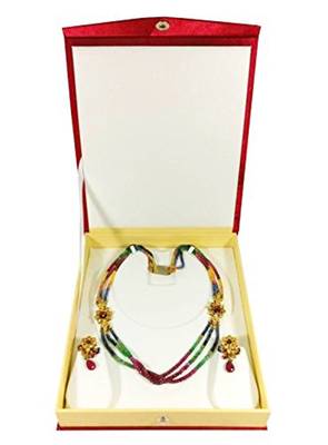 atorakushon Satin Maroon2pc Jewellery Box Necklace Pouches Earrings Half Set Box for Travelling Organizer Women And Girl 2