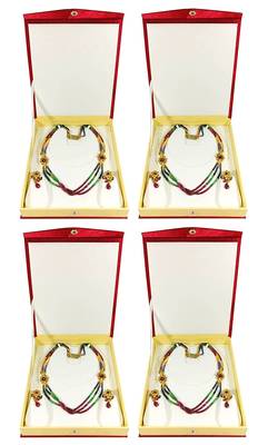 atorakushon Satin maroon4pc Jewellery Box Necklace Pouches Earrings Half Set Box for Travelling Organizer Women And Girl 1