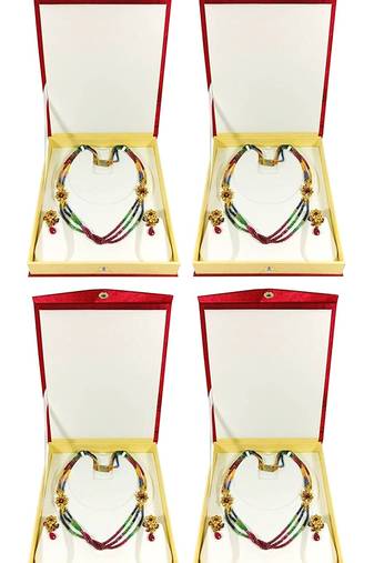 atorakushon Satin maroon4pc Jewellery Box Necklace Pouches Earrings Half Set Box for Travelling Organizer Women And Girl