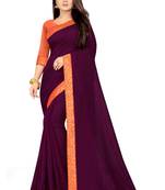 Pink plain silk saree with blouse