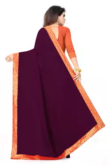 Pink plain silk saree with blouse