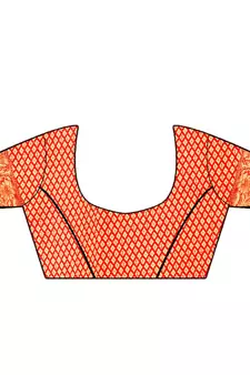 Red plain silk saree with blouse