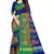 Blue embroidered cotton silk saree with blouse