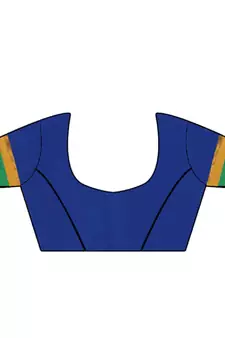 Blue embroidered cotton silk saree with blouse