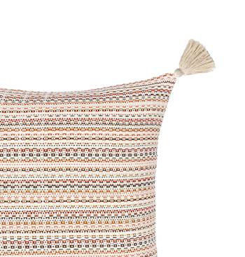 Cotton Multicolor Cushion Cover For Sofa And Other Home Decorative With Woven Strips Pattern Tassel 18 X 18  Inches 2