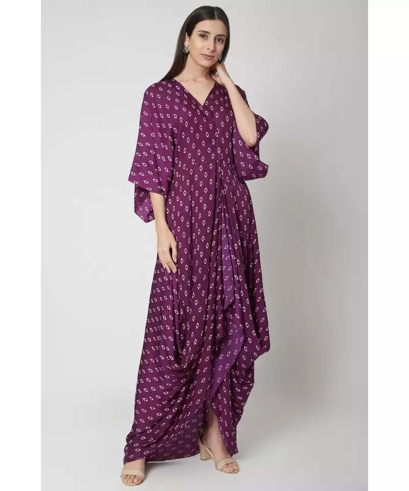 Nangalia Ruchira violet draped dress