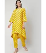 Nangalia Ruchira Yellow relaxed hand dyed leheriya kurta with hand dyed bhandhej pants