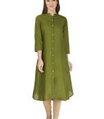 Green flare cotton plain kurta