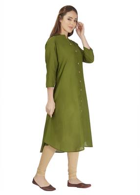 Green flare cotton plain kurta 3