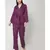 Nangalia Ruchira Purple printed robed jacket with pants cinched w ith a belt