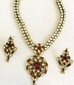 Real Kundan gold plated Maroon necklace earring set